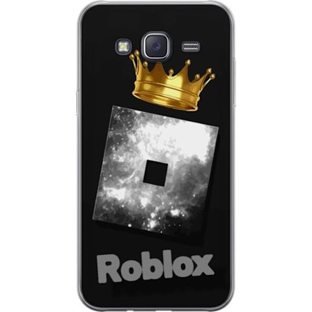 Kompatibelt Mobildeksel til Samsung Samsung Galaxy J5 Minimalistisk svart og sølvfarget Roblox-symbol med gylden krone og luksuriøs gamer-estetikk p