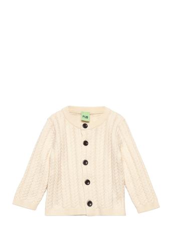 Baby Structure Cardigan Stickad Tröja Cardigan Creme FUB