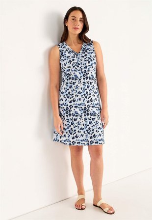 Cellbes of Sweden - Mønstret jerseykjole i blå / leopard til damer i størrelse 58/60