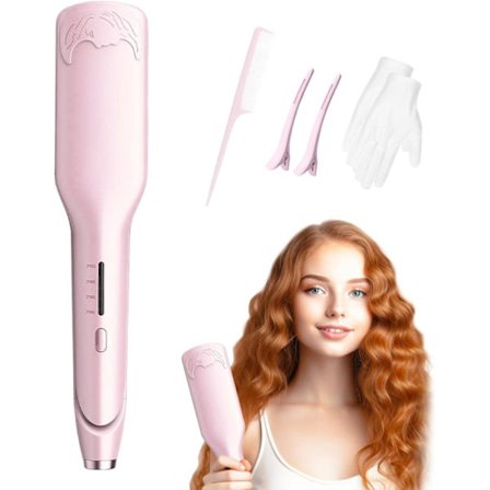 Krølltang og hårstyling, 32 mm doble fat, dype bølger, 4 temperaturer, rask oppvarming, anti-skåldingsbeskyttelse