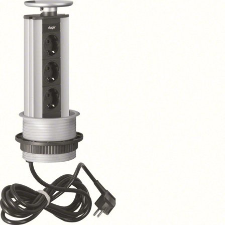 Hager G7043LED Bordsmodul 3 jordade uttag, LED, Installationsmaterial