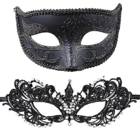 Maskerademaske til Par - Venetiansk Maske - Mardi Gras Maske - Blonder Maskerademaske