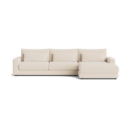 Sevilla Chaiselongue-Sofa, rechts, Lincoln Beige Cord-Optik, 332cm Breite, moderner Stil, großzügige Sitzfläche und hoher Sitzkomfort.