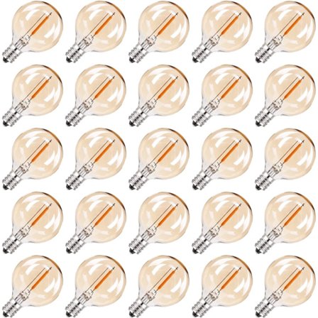 25 stk G40 1W LED små lyspærer E12 220V varm glass 2200K LED-pærer, for fest hagedekorasjon lysutskiftningspære