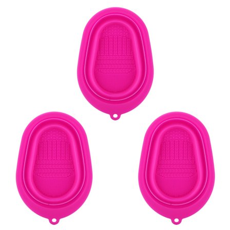 3 kpl Silikoni Meikkiharjan Puhdistus Harja Kuorinta Matto Kannettava Taitettava Meikkiharjan Puhdistus Kulho Ruusunpunainen
