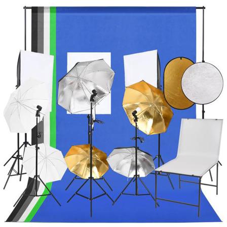 Vidaxl Fotostudio Med Lampor, Fotobord Och Reflexskärm Svart