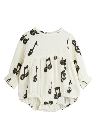 Mini Rodini Note muslin body Nyfödd stl. 44-68 Unisex Vit 68/74