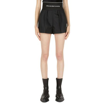 Alexander Wang High Waist Pleated Shorts Sort, Dame