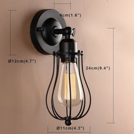 Säädettävä metalliretroseinävalaisin Vintage Industrial Wall Lamp E