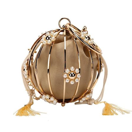 Rhinestone Spherical Cage Evening Clutch Bag Women Hollow Out Bling