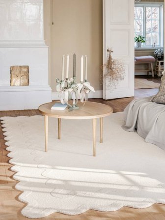 Alfombra De Lana Clara Blanco Crudo Oeko-Tex