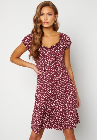 Happy Holly Tessan dress Beige / Wine-red Klær