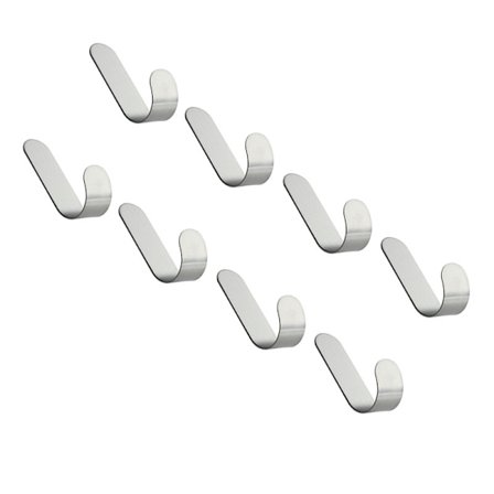8 stk. 3M klæbende krog, rustfrit stål badeværelse vægkrog, W