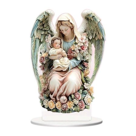 2D Ängel Dekor Akryl Skrivbordsplatta Mors Dag Prydnad Bordsdekoration för Hem Sovrum Entré Skåp Vardagsrum Hylla