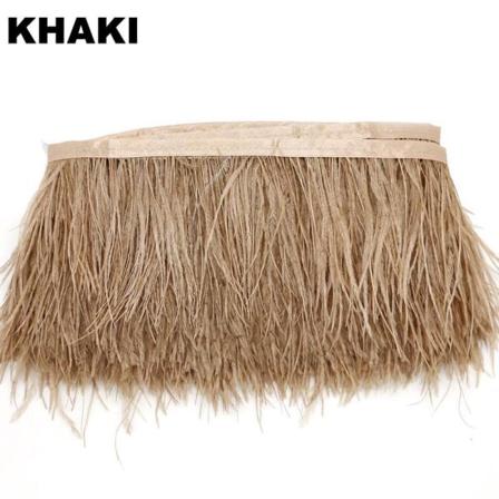 2 Yard Strutsfjädrar Sy Frans Trim Band Naturlig & Mjuk Khaki One-size 2st