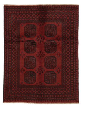 Hand Knotted Afghan Fine Rug 148X194 Black/Dark Red