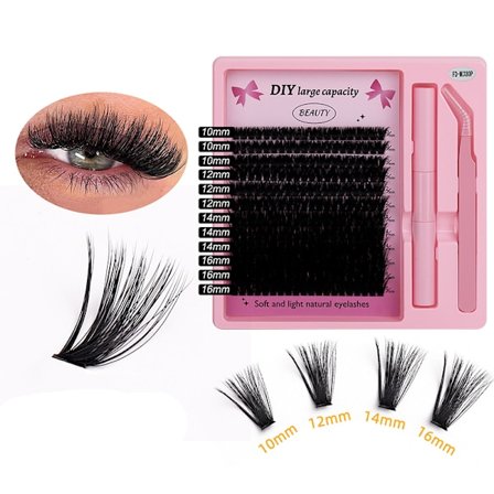 Set med lösögonfransar (240 kluster) - Naturligt utseende, återanvändbara, gör-det-själv-applikation Modell 3 na