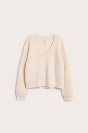 Kappahl | Boxig stickad tröja | Ljusbeige