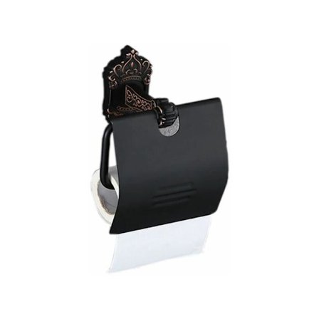 Antikt svart toalettpappershållare, borrfri väggmonterad toalettpappershållare, retro toalettpappershållare, lämplig för badrum