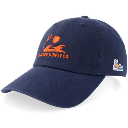 Slacker Supply - Blå unconstructed Keps - Sunny Waves Logo Stone Washed Navy Dad Cap @ Hatstore
