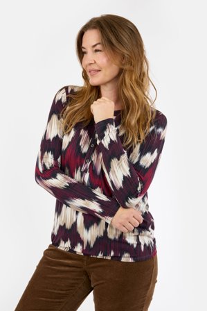 BRANDTEX - Langærmet T-shirt - Bordeaux Mix - Mønstret