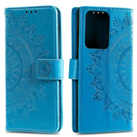 Samsung Galaxy S20 Ultra - Mandala Plånboksfodral - Blå Blue Blå