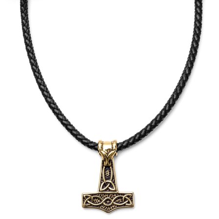 Collier en cuir noir et pendentif marteau de Thor Mjöllnir pour hommes - Colliers marteau de Thor - pour Hommes - Fort Tempus