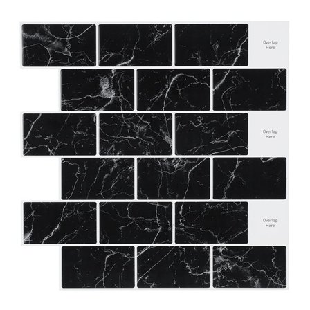 30 x 30 cm itseliimautuva laatta tarra, jossa svart marmorikuvio