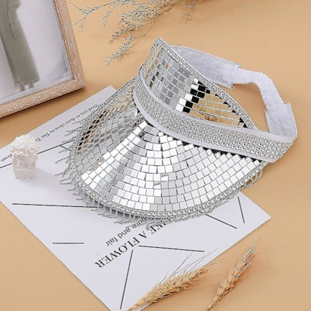 Festhatt Holiday Dekoration Anti-UV Discokula Festival Glaslapp Rhinestones Solskyddskeps