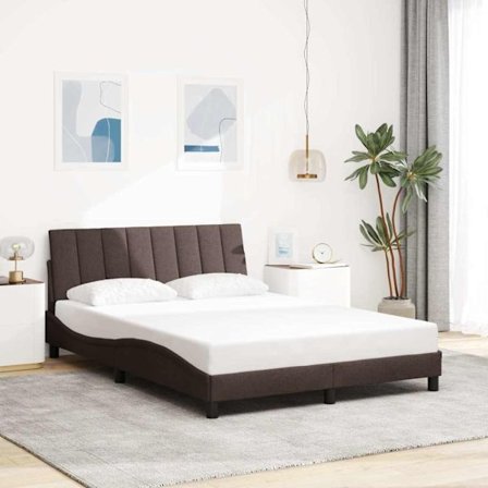 Bed Frame without Mattress "Hanko" Dark Brown 120x200cm Fabric