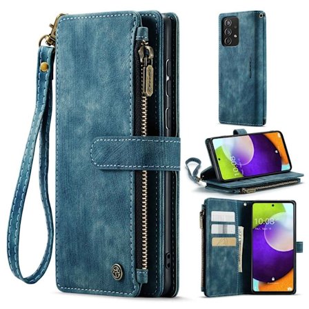 CaseMe vetoketjullinen lompakko-puhelinkotelo Samsung Galaxy A52s 5G / Samsung Galaxy A52 / Samsung Galaxy A52 5G - Sininen
