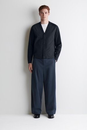 COS Homme Cardigan En Maille À Panneaux De Nylon in Bleu