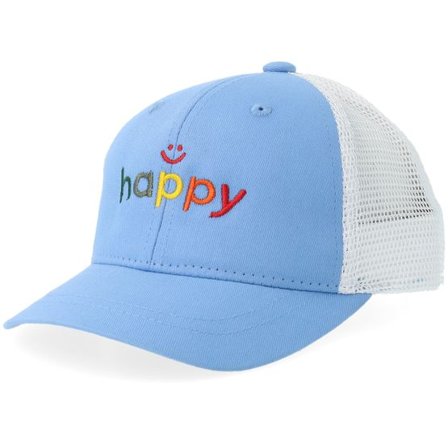 Kiddo Cap - Blå trucker Keps - Kids Happy Smile Light Blue/White Trucker @ Hatstore