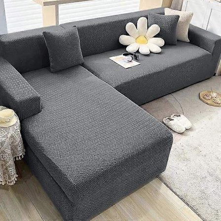 Polar Fleece Sofföverdrag för Vardagsrum Fåtölj Jacquard Överdrag Rutig L Form Hörna Soffor Överdrag Sofföverdrag 1 /2 /3 /4 Sits