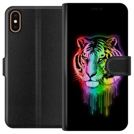 Kompatibelt Plånboksfodral till Apple Apple iPhone X Neon Tiger