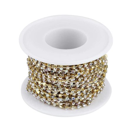 1 Rulle Rhinestone Kæde Guld/sølv Krystal Kæde DIY Halskæde Smykker Telefonetui Kjole Bryllup Dec