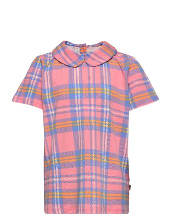 Check Aop Ss Collar Tee Bluse Tunika Multi/mønstret Mini Rodini