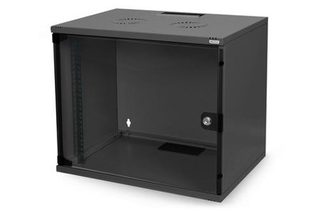 Digitus 7U wall mounting cabinet SoHo unmounted 370x540x400 mm glass front door black (RAL 9005) IN