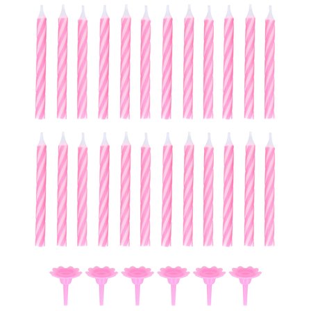 Tårtljus Spiral Rosa med Hållare