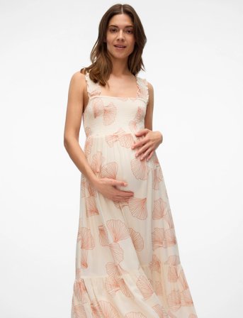 Mamalicious Mlshell Strap Wo Midi Dress - Cream - XS