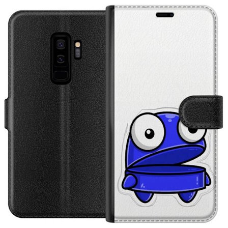 Kompatibel Tegnebogsetui til Samsung Samsung Galaxy S9+ Blå tegneseriefigur med åbent udtryk og store øjne i sjov illustration