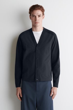 COS Nylon-Panelled Knitted Cardigan in Blue - Men