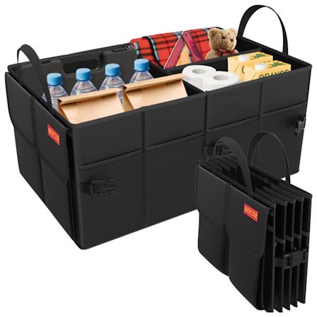 Heavy Duty Giant Bil Bagagerumsarrangør Opbevaring Bagage Pæn Sammenklappelig Indkøbspose Værktøjsholder - Sort