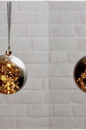 Star Trading - Glow-lasipallo, 15 cm - Hopea - Joulun koristevalot - - Homeroom