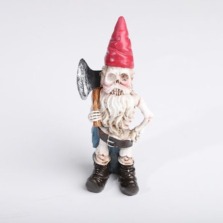 Skjelettdverg ornamenter dverg harpiks dekorative håndverk utendørs gårdhage mikrosyn mørk vind