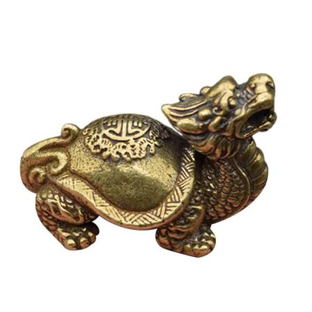 2 X Kopparfigur Retro Realistisk Robust Antik Liten Drake Mässing Miniatyr Kontorsdekoration Par - Perfet