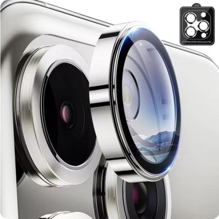 2-Pack iPhone 16 Pro Max Kameralinsskydd Härdat glas - Silver Titanium Silver