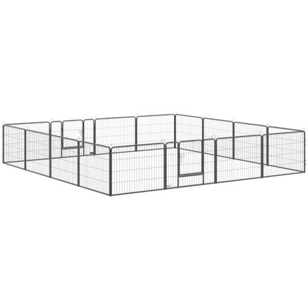 Rootz Pet kravlegård - Krabbegård til kæledyr - Puppy Gate - Hegn kravlegård - Hunde kravlegård - Hunde indhegning - Stål - Grå - 80W x 60H x 1,5D cm