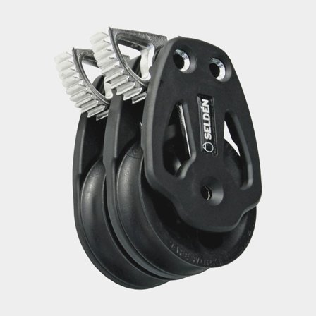 Blok pokładowy Seldén PBB 60/80, montowany na pokładzie, z łożyskiem ślizgowym, z szybkozamkiem, podwójny, pasuje do lin Ø10 - 14 mm - Jachtowa