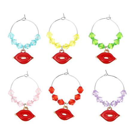 6 stk Røde Læber Drikke Markør Vinglas Charm Identifikatorer Kop Skilte Fest Tilbehør Assorteret Farve 5.4X3X0.8CM Assorted Color 5.4X3X0.8CM
